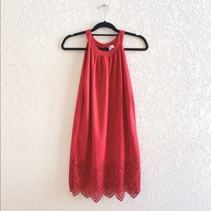 Francesca’s Mock Neck Red Velvet Dress